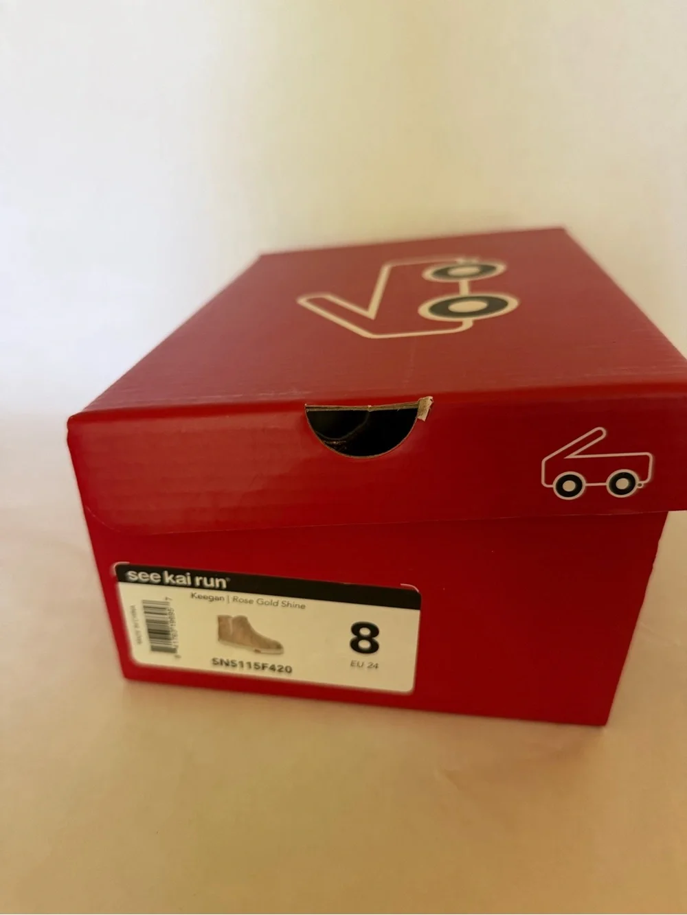 See Kai Run Red Kids Shoe Box with Car Graphics
